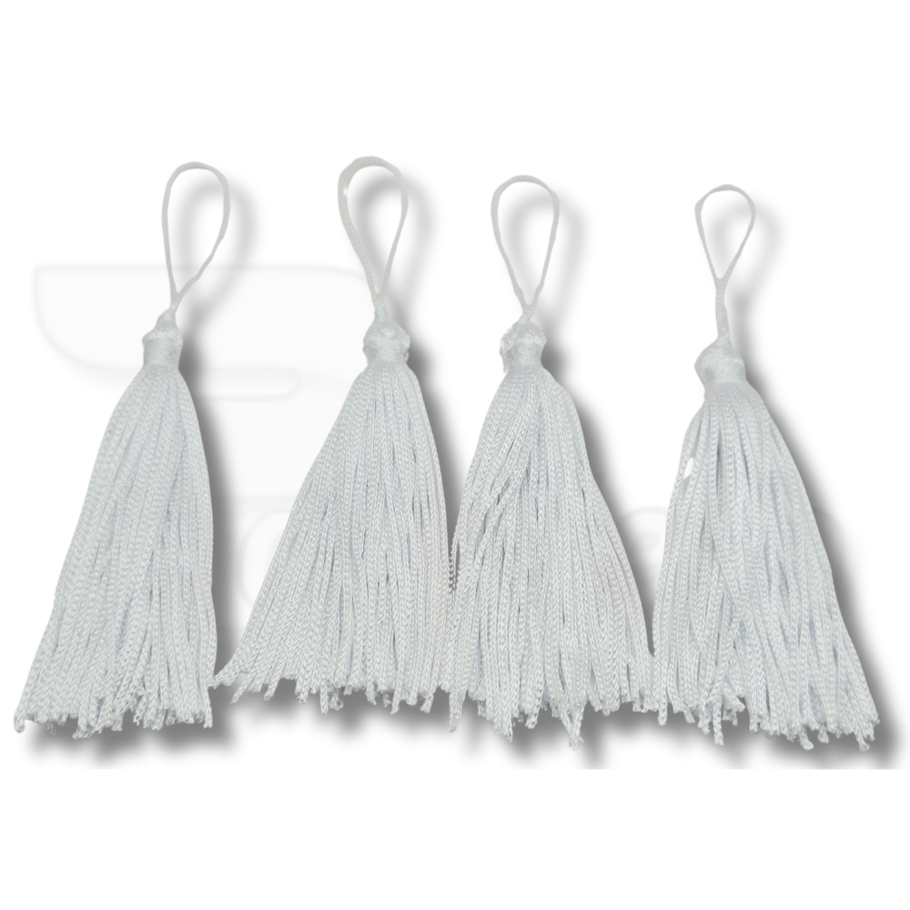 Pingente Tassel de Seda 8 cm - 4 Unid - BRANCO