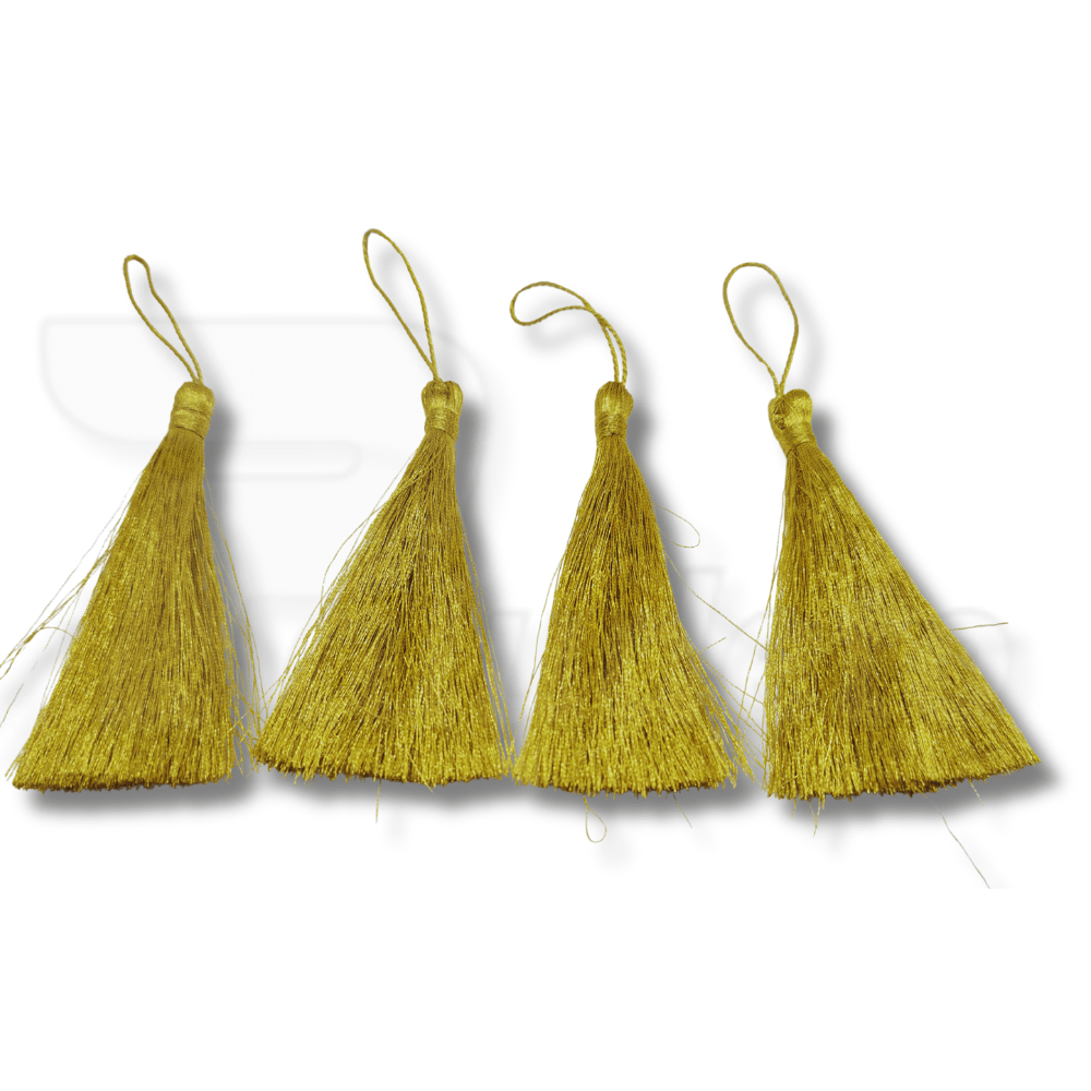 Pingente Tassel de Seda 8 cm -  4 Unid - OURO