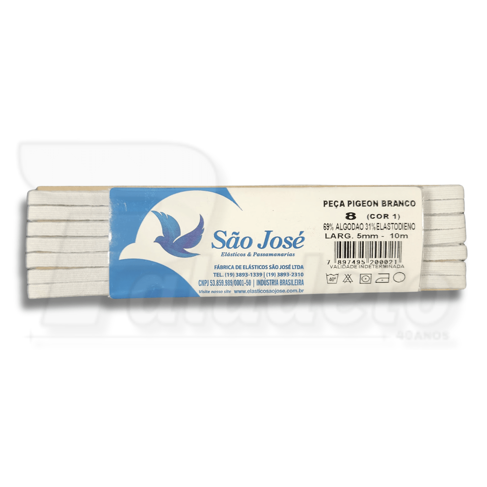 Elástico São José nº 08 LARG 05mm x 10mt Branco