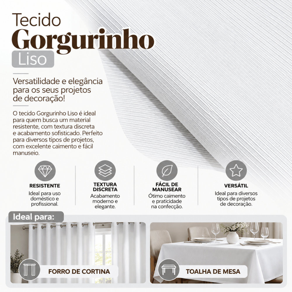 TECIDO GORGORINHO LISO LARG 1,50 - BRANCO