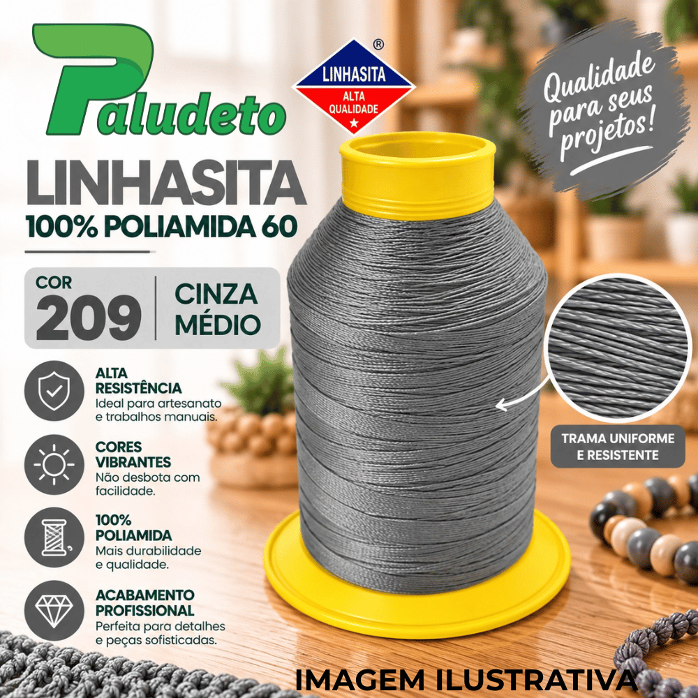 LINHASITA 100% POLIAMIDA 60 COR 209 - CINZA ESCURO