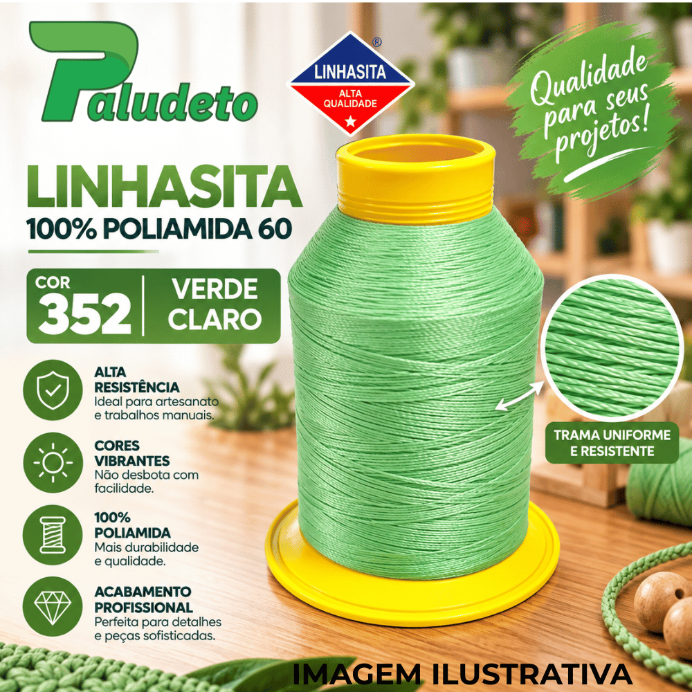 LINHASITA 100% POLIAMIDA 60 COR 352 -VERDE CLARO