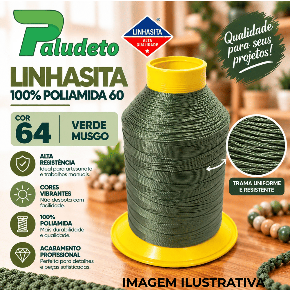 LINHASITA 100% POLIAMIDA 60 COR 64 - VERDE MUSGO