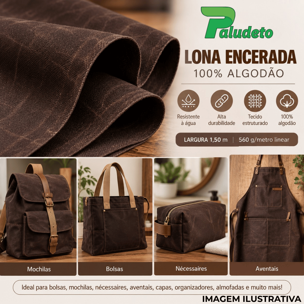 Lona Encerada 100% Algodão LG 1,50m - Marrom