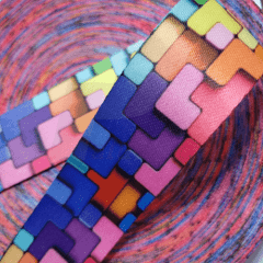 Alça de Poliéster Acetinada 40mm - Tetris Color