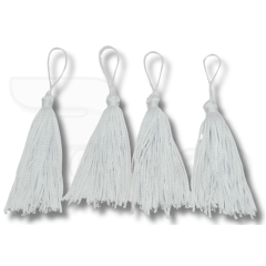 Pingente Tassel de Seda 8 cm -  4 Unid - BRANCO