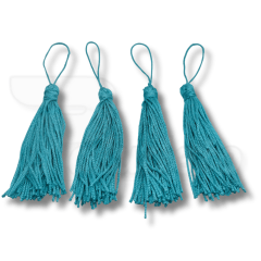 Pingente Tassel de Seda 8 cm -  4 Unid - TURQUESA