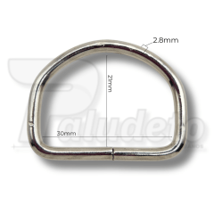 MEIA ARGOLA 30MM NIQUELADA