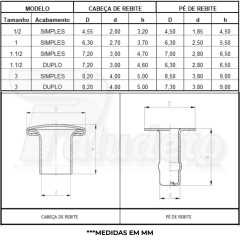 REBITE ½ SIMPLES NIQUELADO C/ 50 UNID