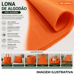 Lona 100% Algodão LG 1,50m - Laranja Lona 100% Algodão LG 1,50m - Laranja