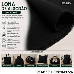 Lona 100% Algodão LG 1,50m - Preta Lona 100% Algodão LG 1,50m - Preta