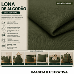 Lona 100% Algodão LG 1,50m - Verde Militar Lona 100% Algodão LG 1,50m - Verde Militar