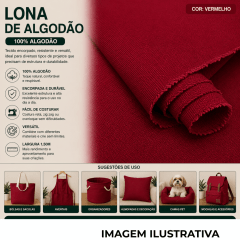 Lona 100% Algodão LG 1,50m - Vermelha Lona 100% Algodão LG 1,50m - Vermelha