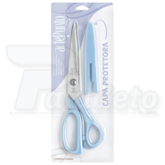 TESOURA CORTE E COSTURA COM CAPA PROTETORA - AZUL