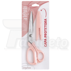 TESOURA CORTE E COSTURA COM CAPA PROTETORA - ROSA